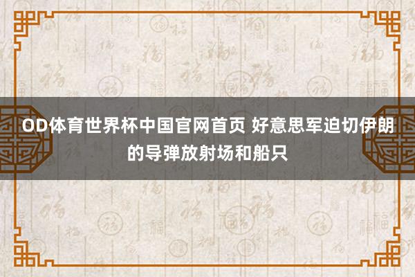 OD体育世界杯中国官网首页 好意思军迫切伊朗的导弹放射场和船只