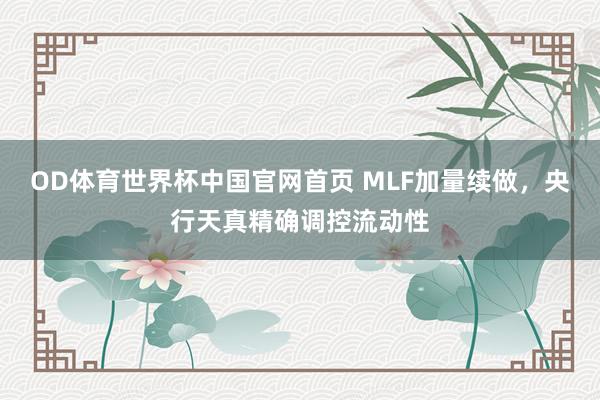 OD体育世界杯中国官网首页 MLF加量续做，央行天真精确调控流动性