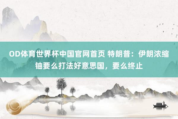OD体育世界杯中国官网首页 特朗普：伊朗浓缩铀要么打法好意思国，要么终止