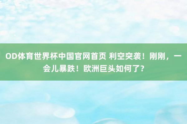 OD体育世界杯中国官网首页 利空突袭！刚刚，一会儿暴跌！欧洲巨头如何了？