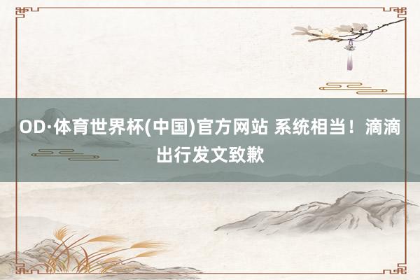 OD·体育世界杯(中国)官方网站 系统相当！滴滴出行发文致歉