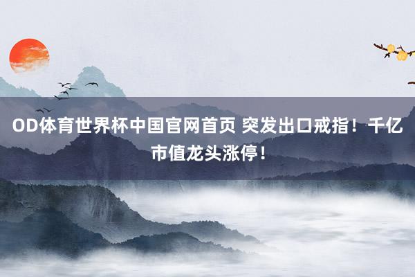 OD体育世界杯中国官网首页 突发出口戒指！千亿市值龙头涨停！