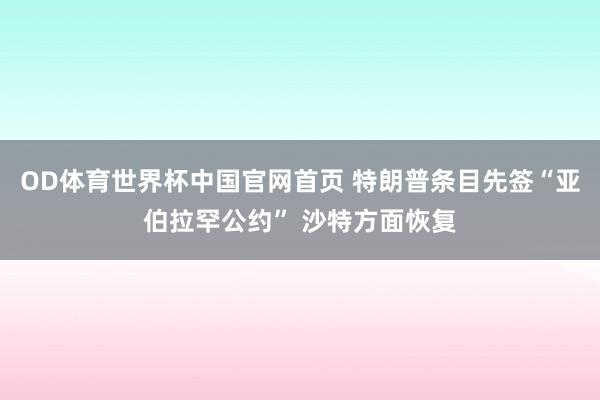 OD体育世界杯中国官网首页 特朗普条目先签“亚伯拉罕公约” 沙特方面恢复