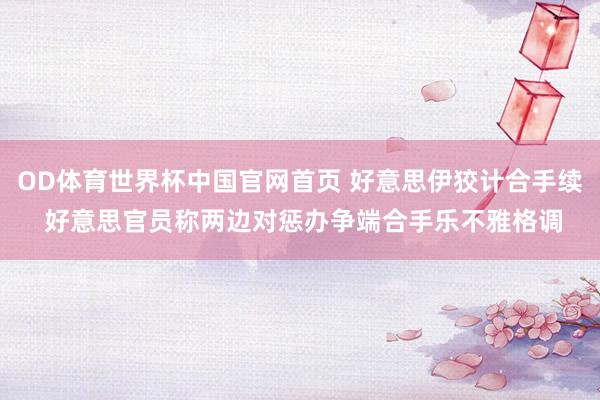 OD体育世界杯中国官网首页 好意思伊狡计合手续 好意思官员称两边对惩办争端合手乐不雅格调