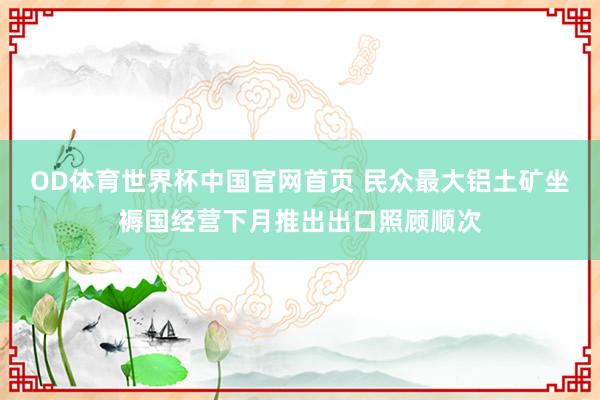 OD体育世界杯中国官网首页 民众最大铝土矿坐褥国经营下月推出出口照顾顺次