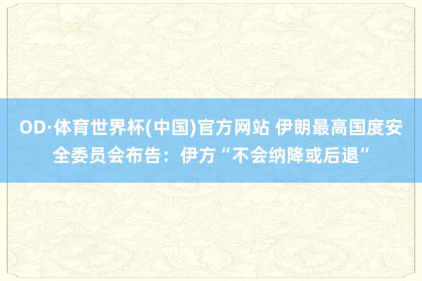 OD·体育世界杯(中国)官方网站 伊朗最高国度安全委员会布告：伊方“不会纳降或后退”
