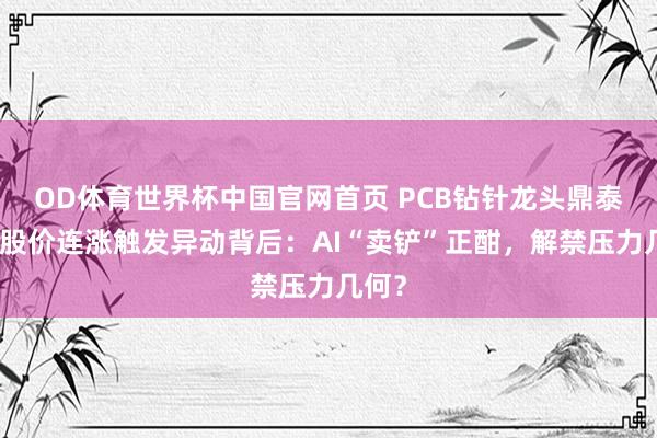 OD体育世界杯中国官网首页 PCB钻针龙头鼎泰高科股价连涨触发异动背后：AI“卖铲”正酣，解禁压力几何？