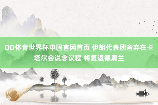 OD体育世界杯中国官网首页 伊朗代表团舍弃在卡塔尔会说念议程 将复返德黑兰