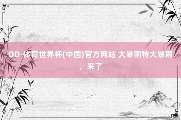 OD·体育世界杯(中国)官方网站 大暴雨特大暴雨，来了
