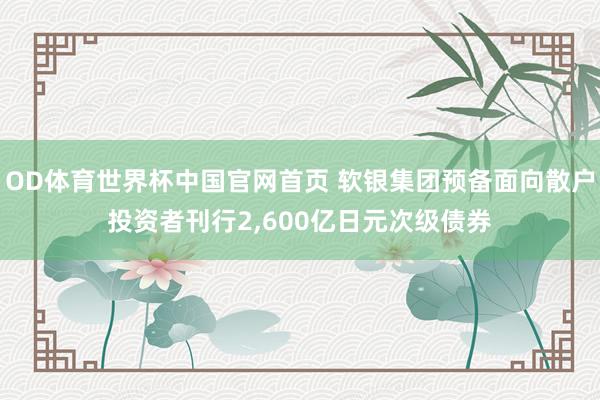 OD体育世界杯中国官网首页 软银集团预备面向散户投资者刊行2,600亿日元次级债券