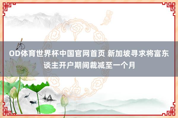 OD体育世界杯中国官网首页 新加坡寻求将富东谈主开户期间裁减至一个月