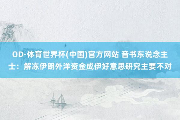 OD·体育世界杯(中国)官方网站 音书东说念主士：解冻伊朗外洋资金成伊好意思研究主要不对
