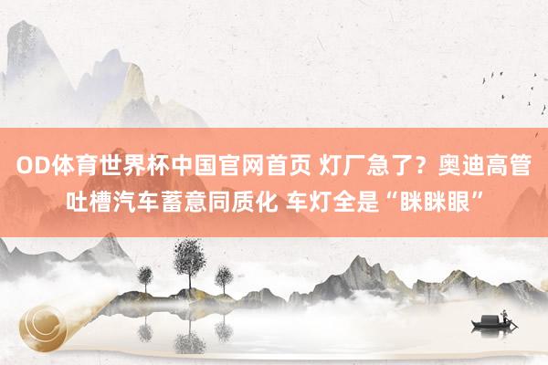 OD体育世界杯中国官网首页 灯厂急了？奥迪高管吐槽汽车蓄意同质化 车灯全是“眯眯眼”