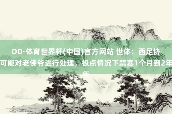 OD·体育世界杯(中国)官方网站 世体：西足协可能对老佛爷进行处理，极点情况下禁赛1个月到2年