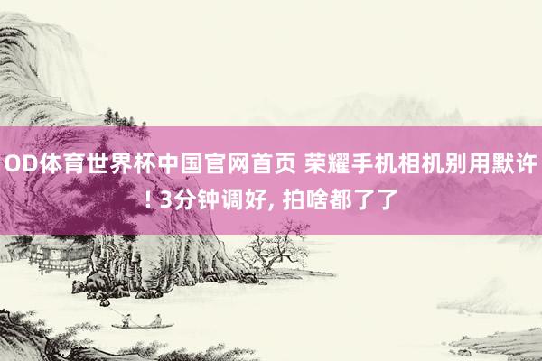 OD体育世界杯中国官网首页 荣耀手机相机别用默许! 3分钟调好， 拍啥都了了