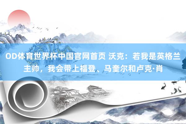 OD体育世界杯中国官网首页 沃克：若我是英格兰主帅，我会带上福登、马奎尔和卢克·肖