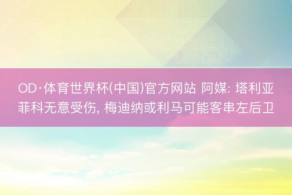 OD·体育世界杯(中国)官方网站 阿媒: 塔利亚菲科无意受伤， 梅迪纳或利马可能客串左后卫
