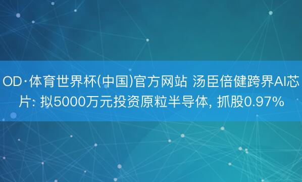 OD·体育世界杯(中国)官方网站 汤臣倍健跨界AI芯片: 拟5000万元投资原粒半导体, 抓股0.97%