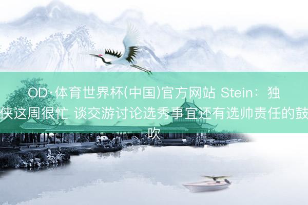 OD·体育世界杯(中国)官方网站 Stein:独行侠这周很忙 谈交游讨论选秀事宜还有选帅责任的鼓吹